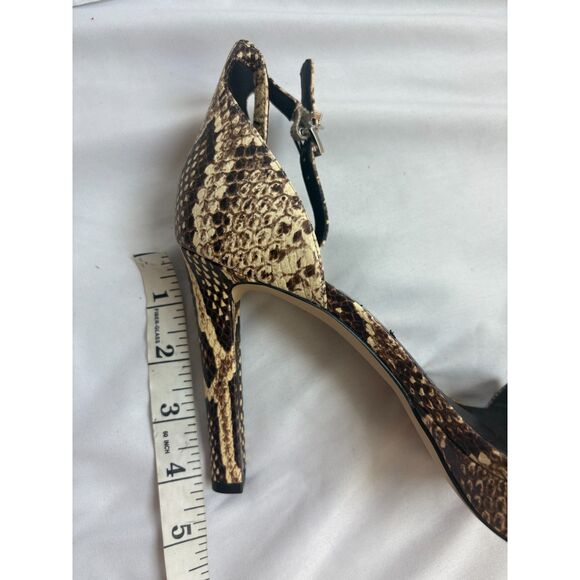 Michael Kors New Margot Python Embossed Leather Sandal Heels Natural Size 7M - Picture 7 of 8